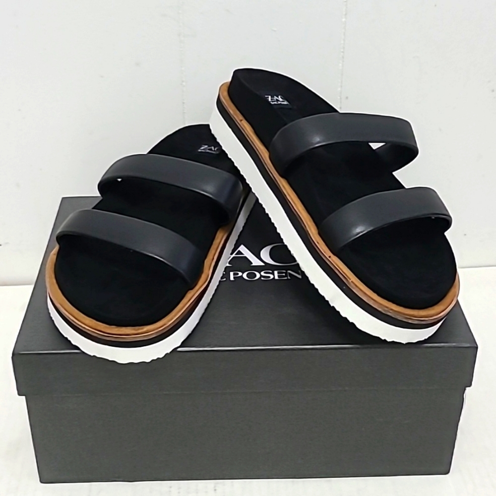 Zac Posen Shannon Black 2 Straps Slide Platform Sandals sz. 10 NWB - Picture 4 of 12